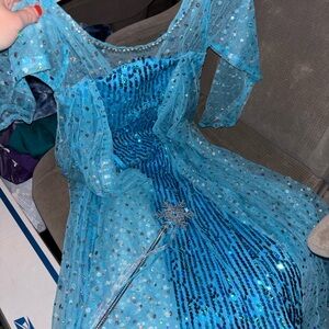 Sparkling Blue Sequin Dress with Wand